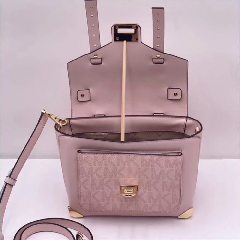 Michael Kors Manhattan Satchel Crossbody Powder Blush Multi - Picture 9 of 16